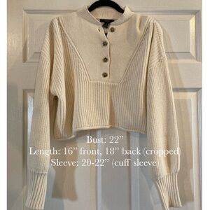 Forever 21 Cream Oversized Crop Sweater
